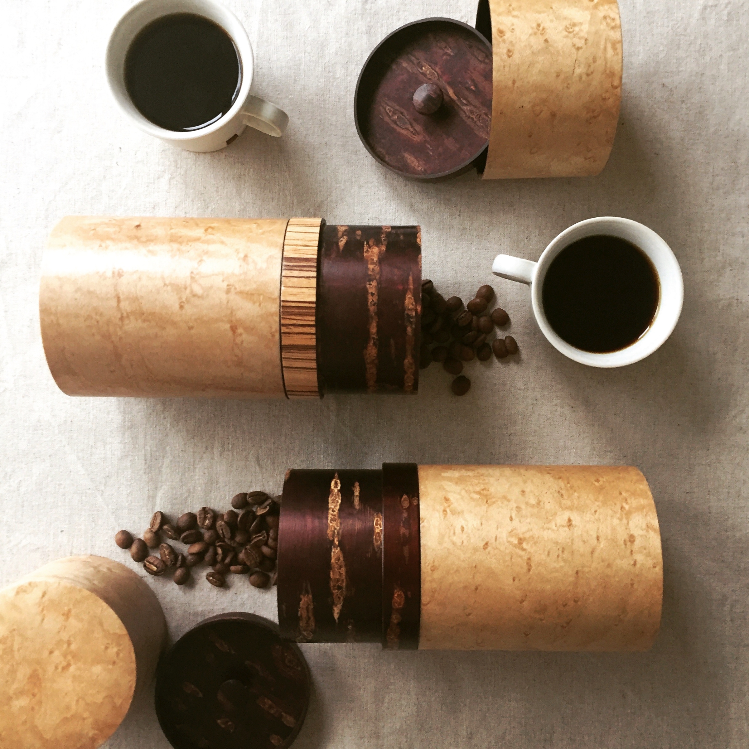 帶有稀有鳥眼楓的咖啡豆碗